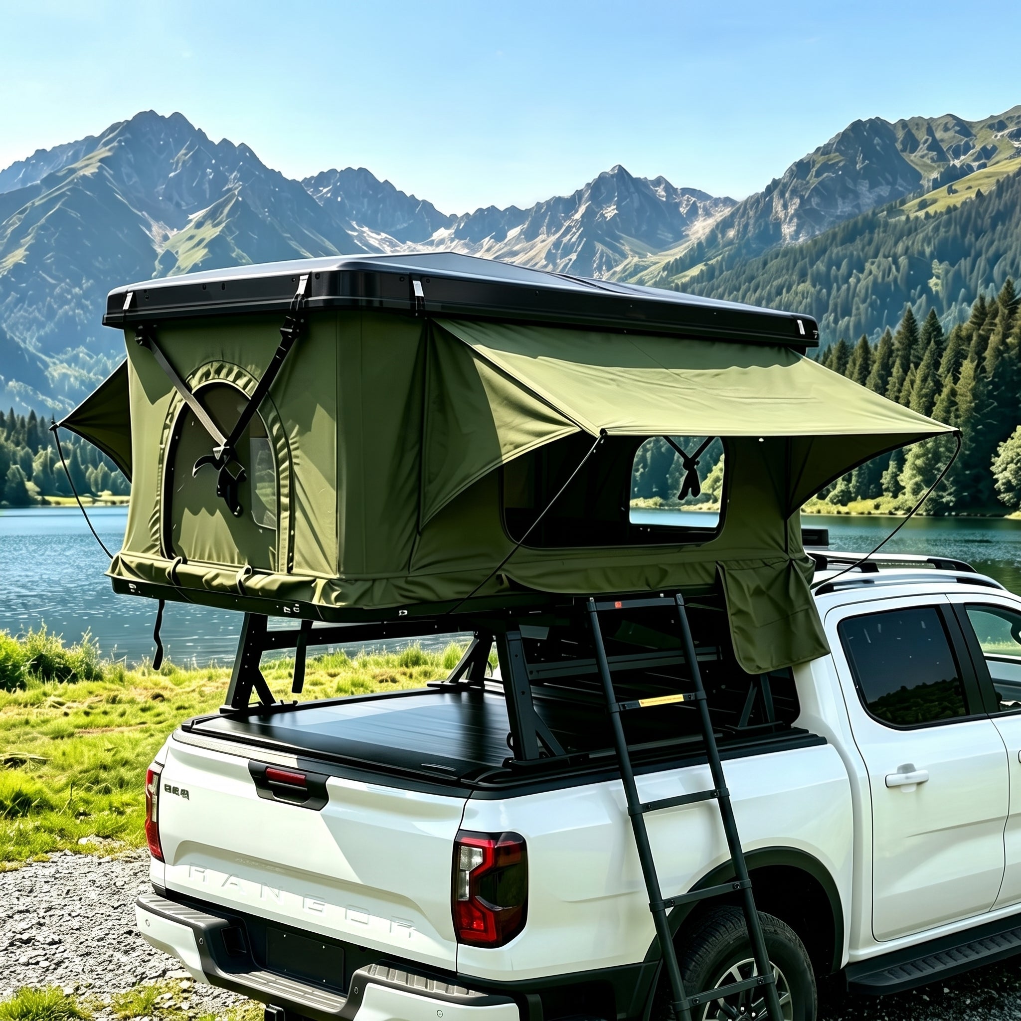 Quick Open Hardshell Roof Top Tent 3 Person Capacity for SUV Truck Jeep