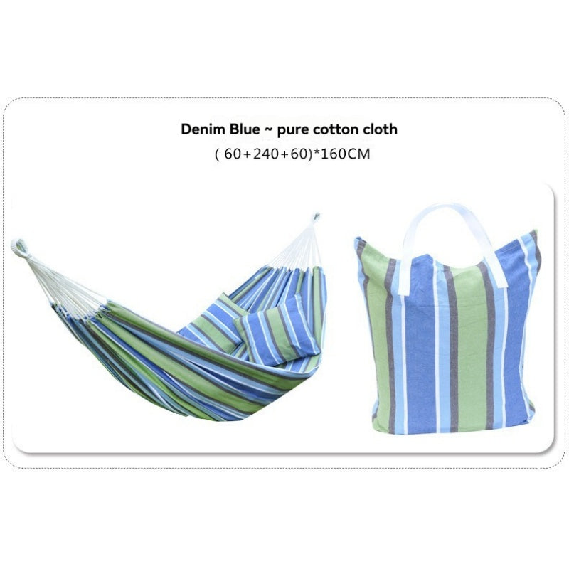 Double Camping Canvas Hammock - Heavy Duty Portable Rainbow Striped Brazilian Swing Chair with Carabiners for Outdoor