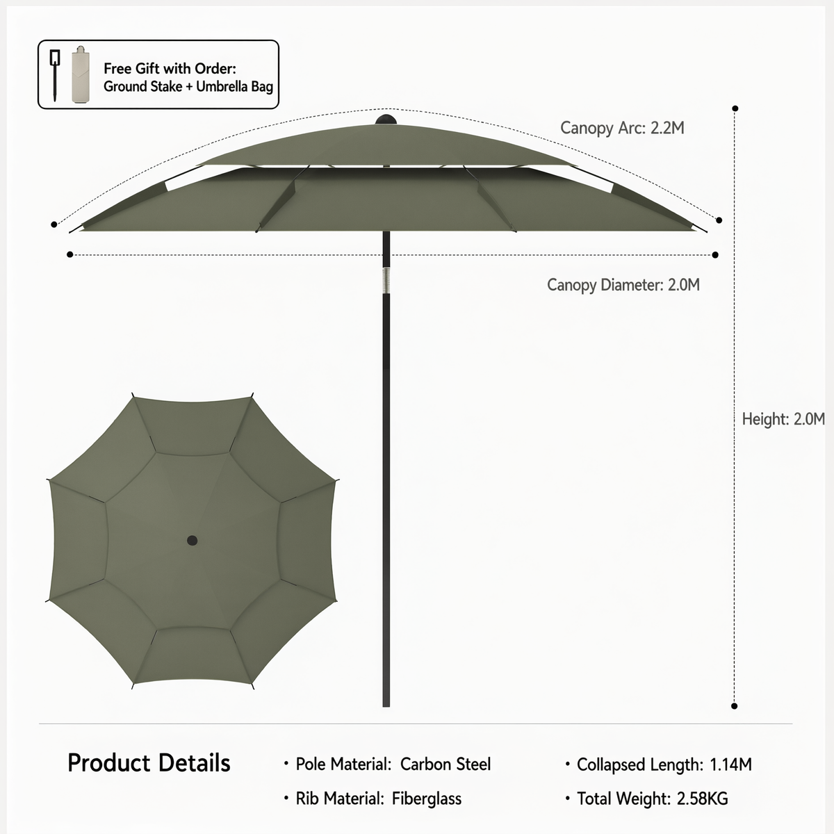 Blackout Dome Camping Umbrella Quick Setup Sun Rain Canopy Shelter