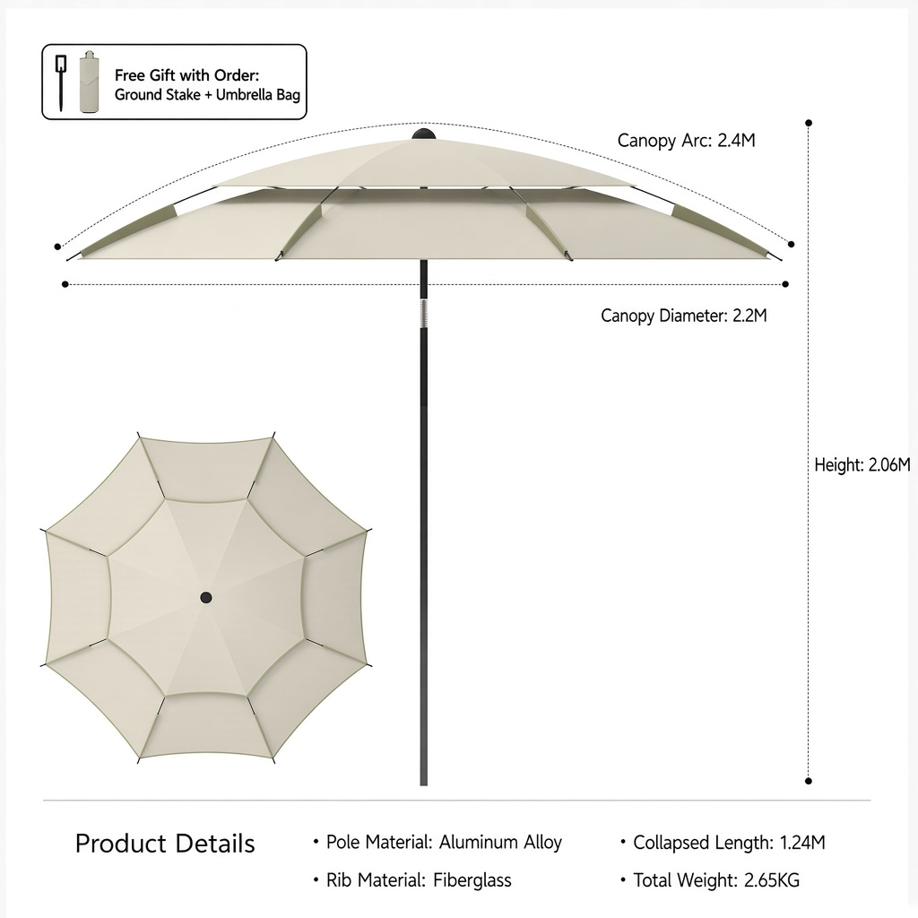 Blackout Dome Camping Umbrella Quick Setup Sun Rain Canopy Shelter