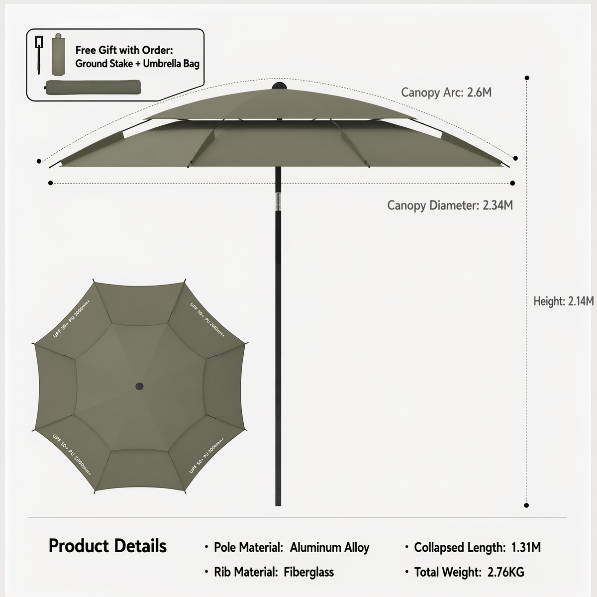 Blackout Dome Camping Umbrella Quick Setup Sun Rain Canopy Shelter