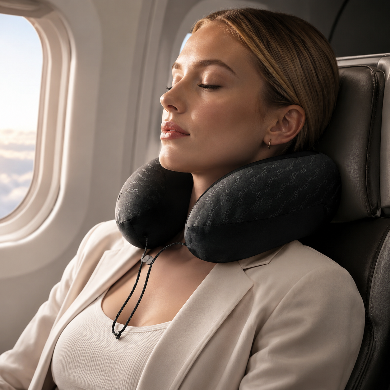 Travel Neck Pillow Upgraded Pure Memory Foam for Airplane Flight Sleep
