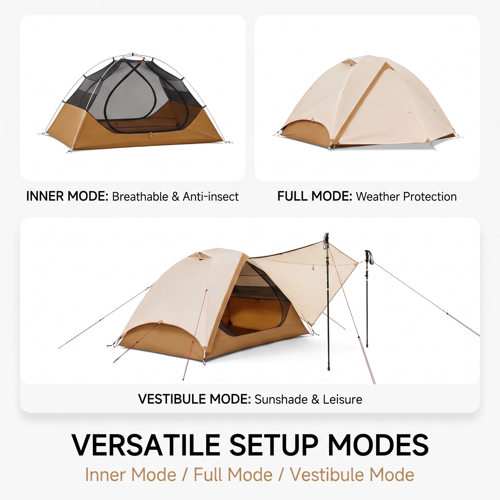 Professional Rainproof & Windproof Camping Tent with 7-Series Aviation Aluminum Poles for Outdoor Hiking