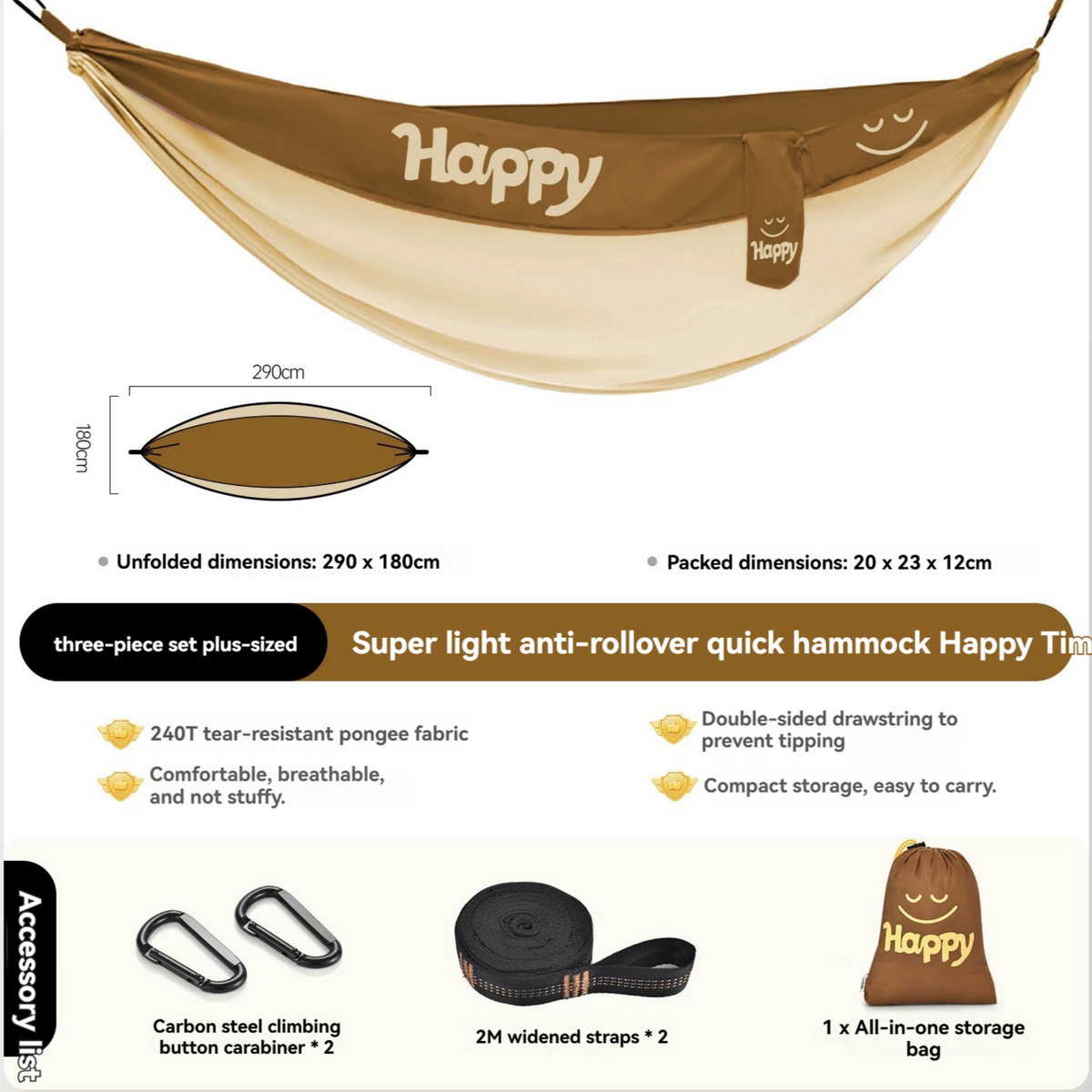 Anti-Tip Indoor Outdoor Hammock Swing Heavy Duty Adult Camping -H56