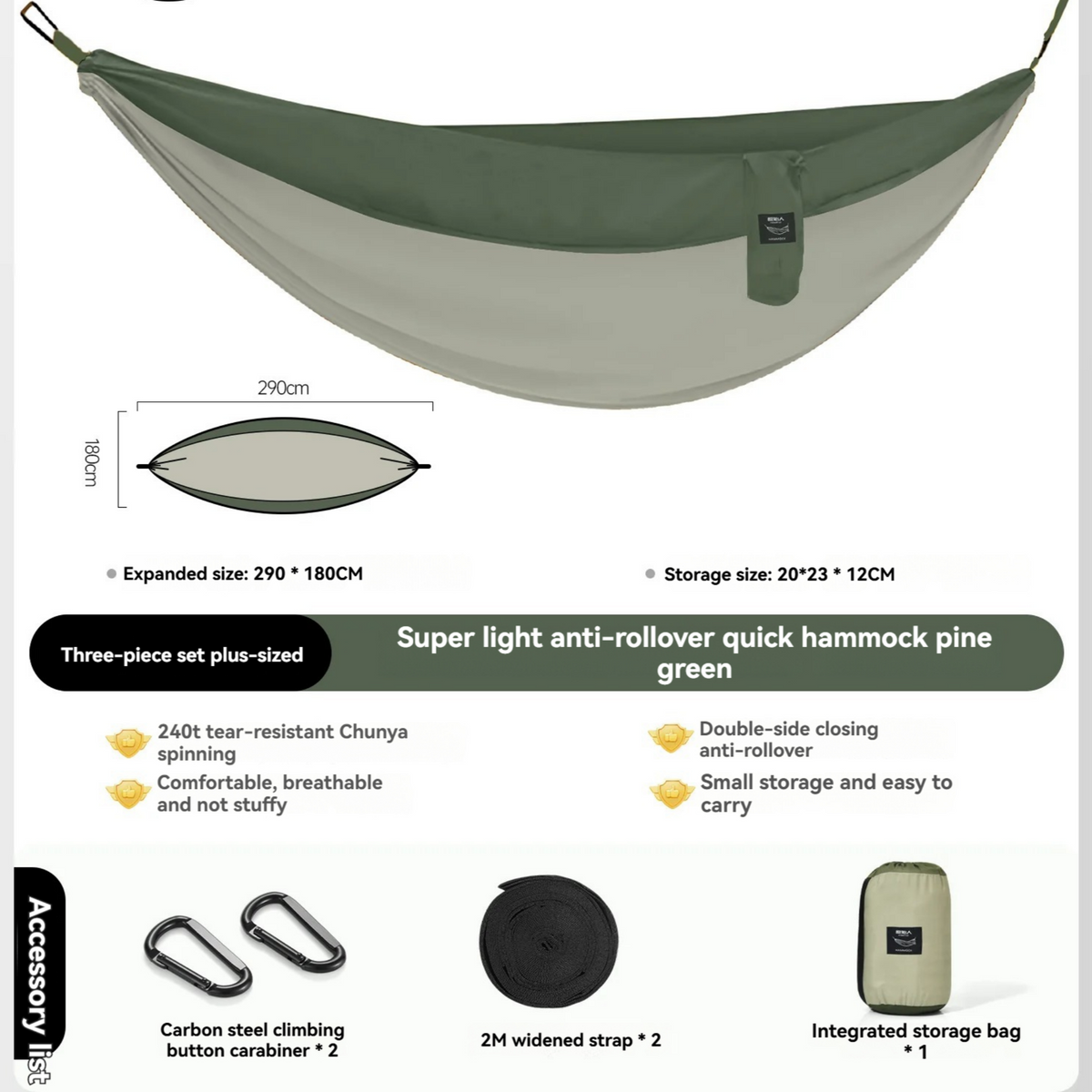 Anti-Tip Indoor Outdoor Hammock Swing Heavy Duty Adult Camping -H56
