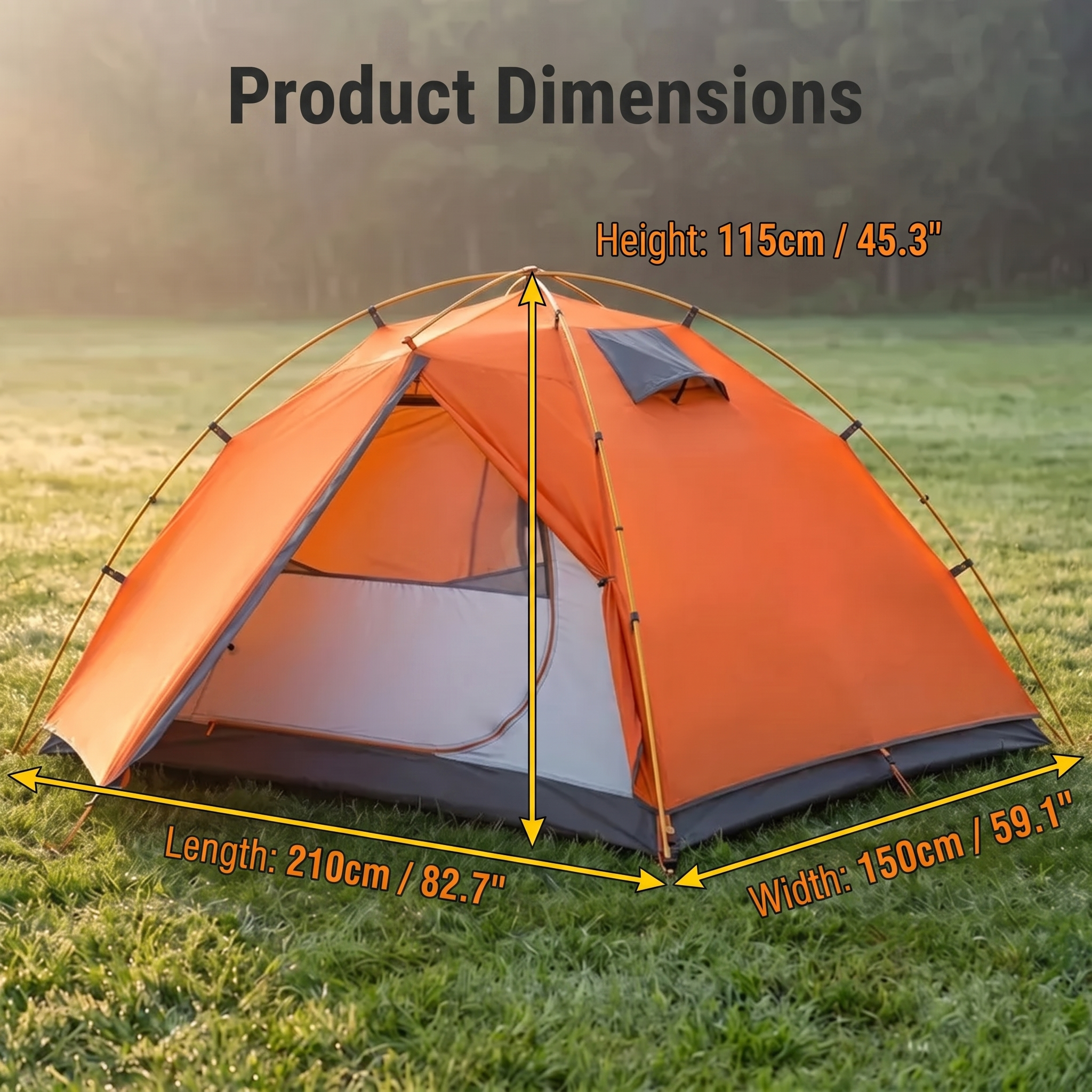 Ultralight 2-Person Double-Wall Camping Tent with Aluminum Poles 4-Season Stormproof Shelter -C8