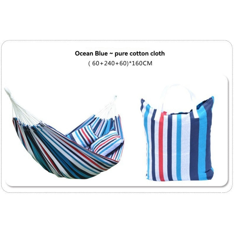 Double Camping Canvas Hammock - Heavy Duty Portable Rainbow Striped Brazilian Swing Chair with Carabiners for Outdoor