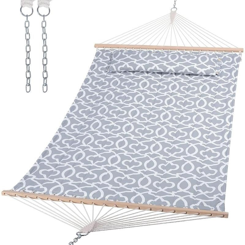 Quilted Double Hammock with Spreader Bar & Pillow
