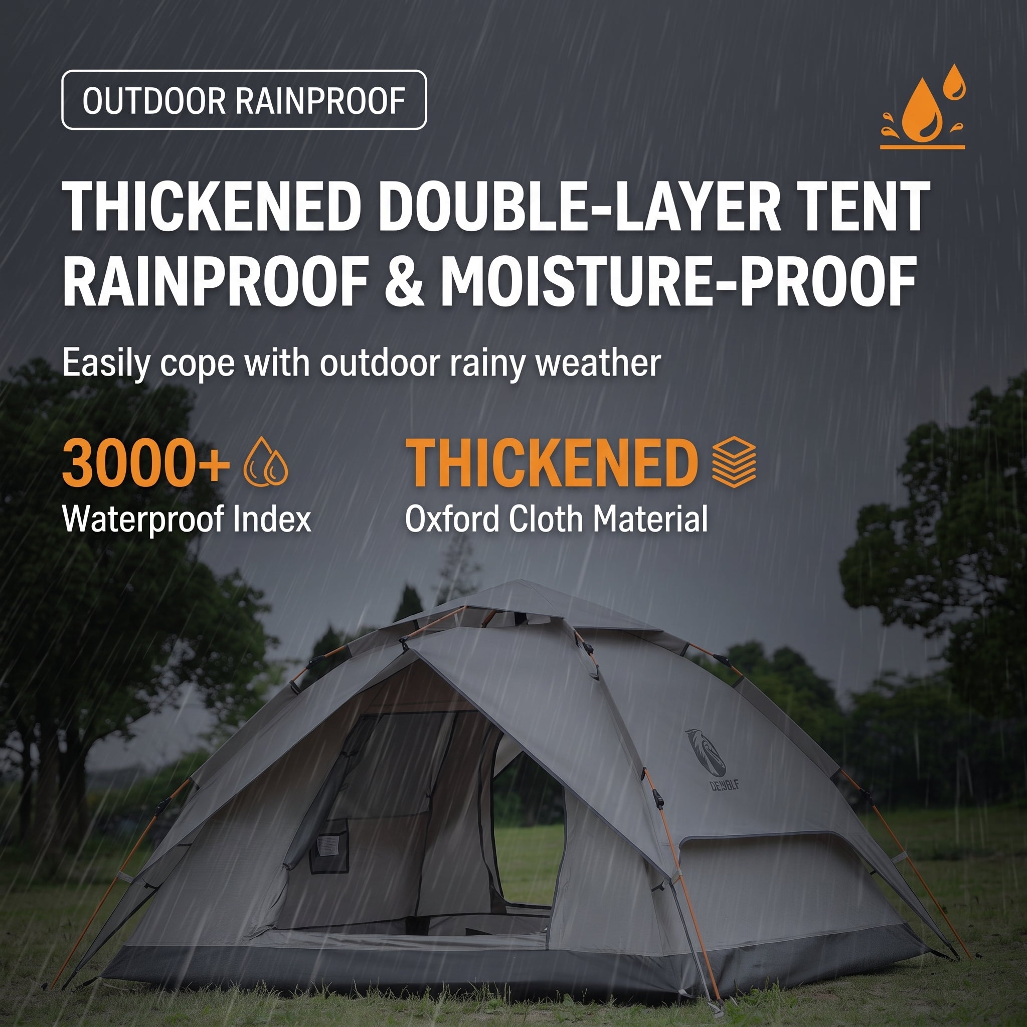 Automatic Quick-opening Camping Tent Black Vinyl Double-layer For Multi-person Portable Rainproof Sunshade -C18