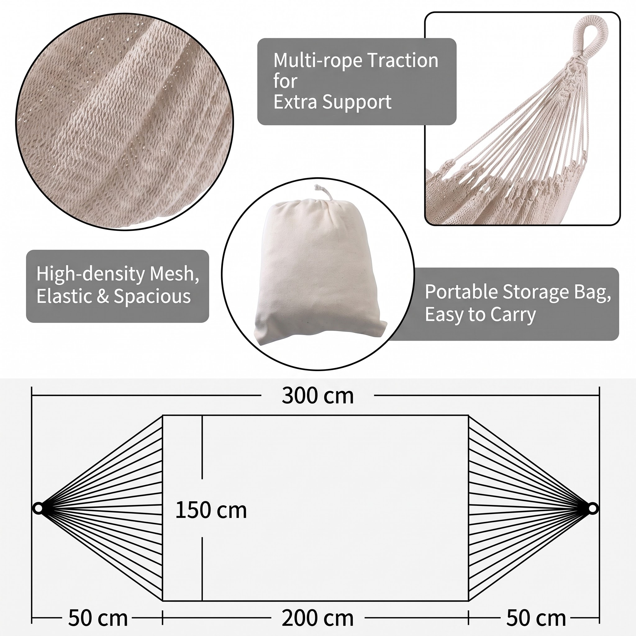 Cotton Rope Handmade Mesh Swing Hammock Double Portable -H40