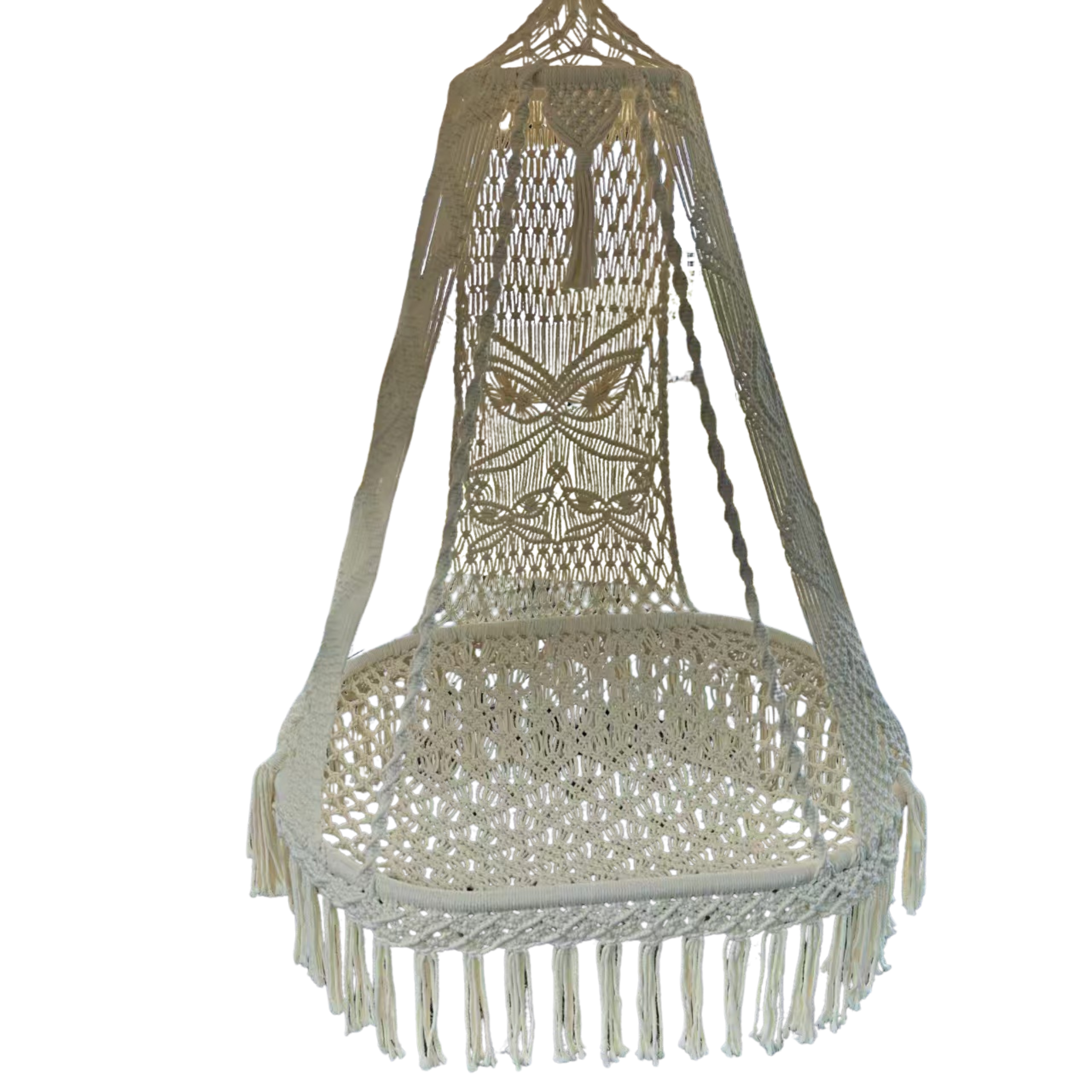 Woven Tassel Cradle Hammock Chair – Hanging Basket Swing for Indoor & Outdoor Use