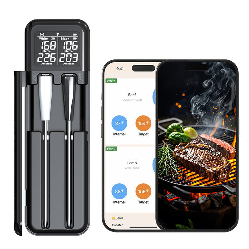 Smart Wireless Bluetooth Meat Thermometer with LCD Case for BBQ Grill-T8