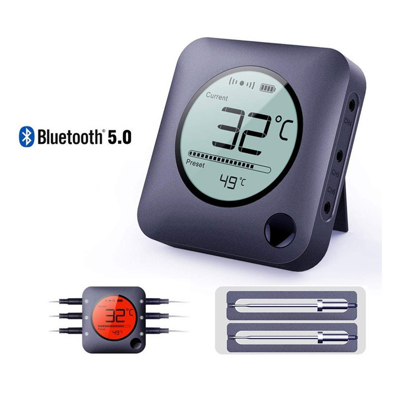 Wireless Bluetooth BBQ Meat Thermometer with Backlit LCD Screen & App-T10
