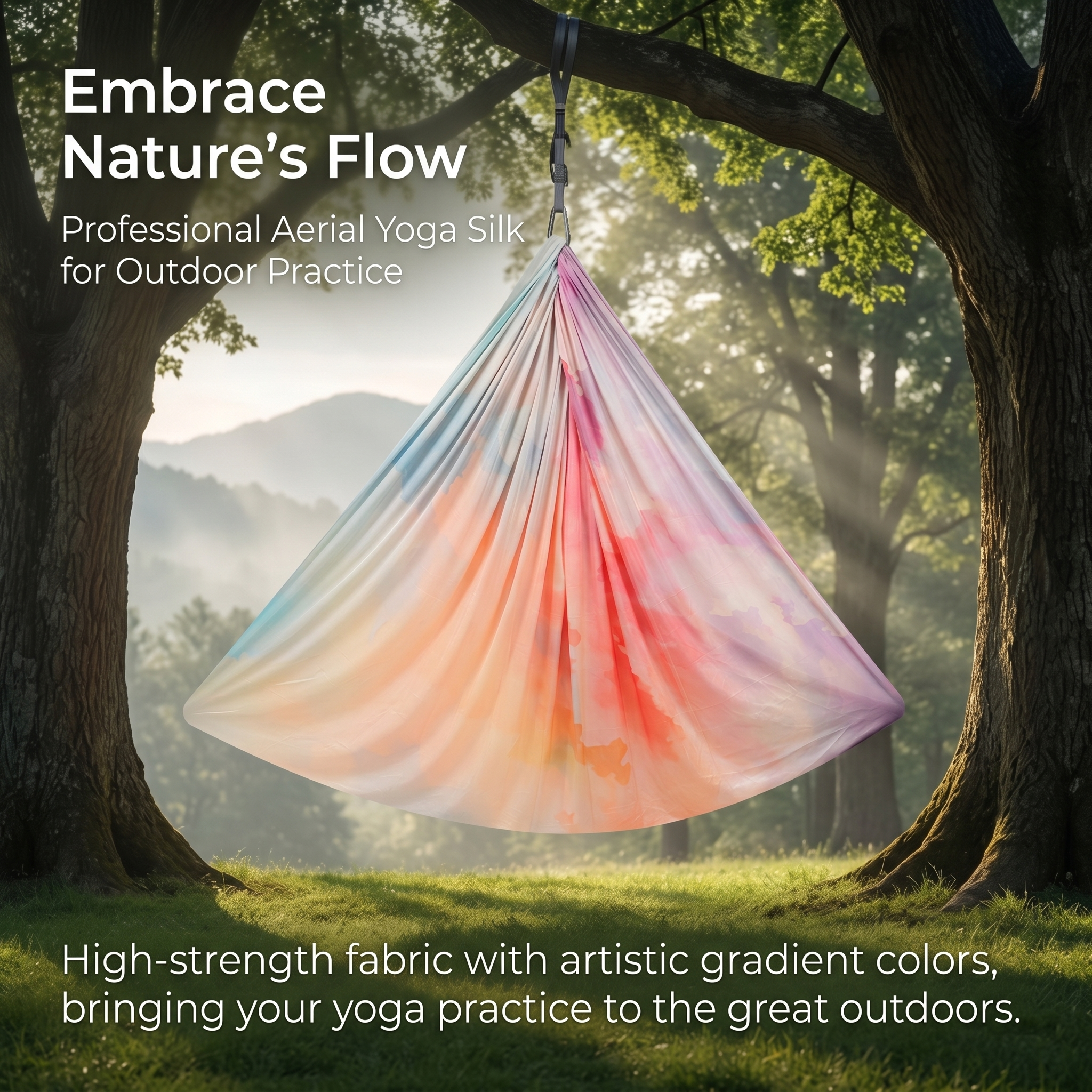 Gradient Printed Colorful Elastic Yoga Silk Aerial Hammock
