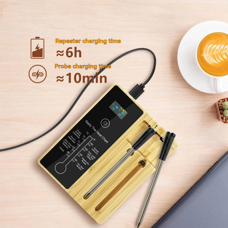 Smart Wireless Bluetooth Meat Thermometer with 2 Probes for BBQ Grill-T7