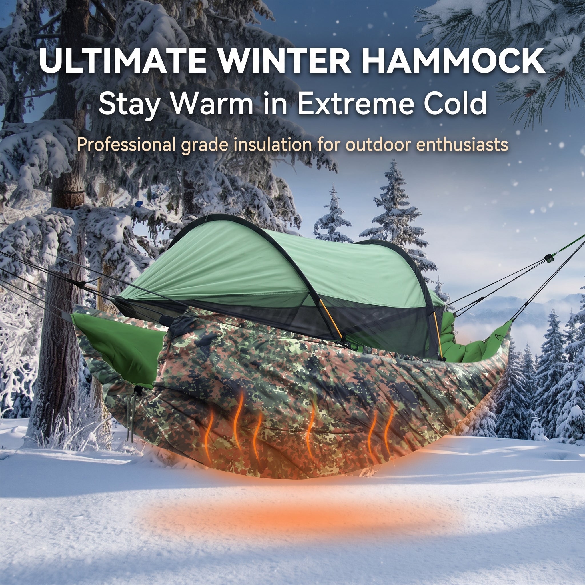 Portable Waterproof Camouflage Hammock Sleeping Bag Winter Camping Quilt with Buckle for Cold Weather