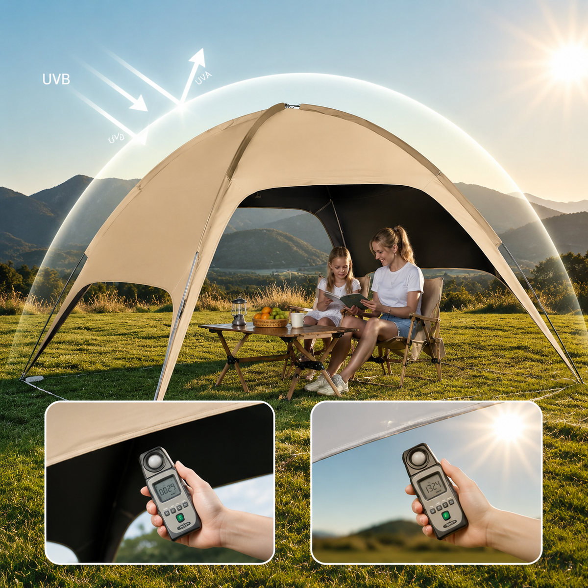 Dome Camping Tent with Blackout Canopy Quick Setup Sun Shelter - C31