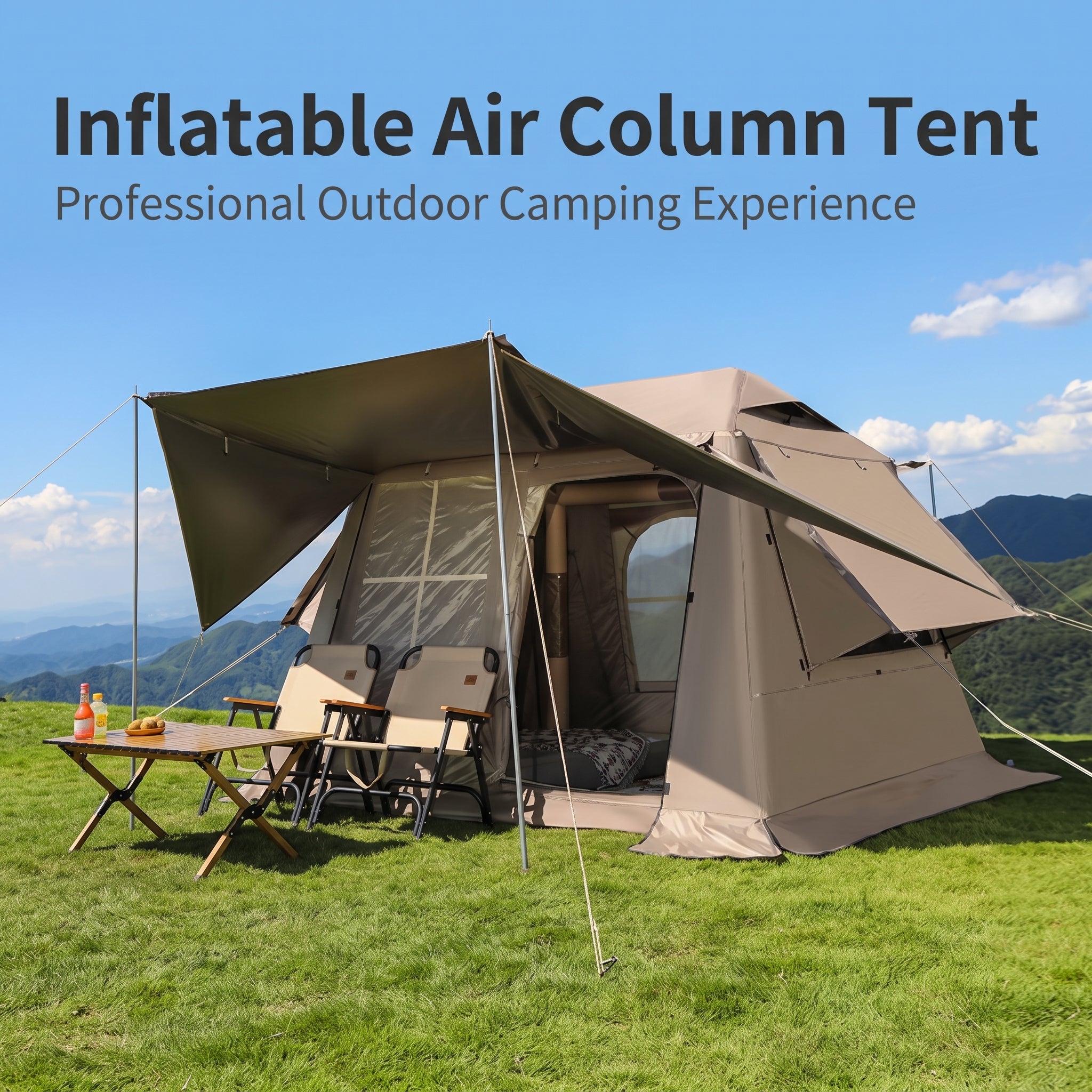 Outdoor Camping PVC Air Column Tent, Portable Windproof And Rainproof Oxford Cloth Inflatable Tent