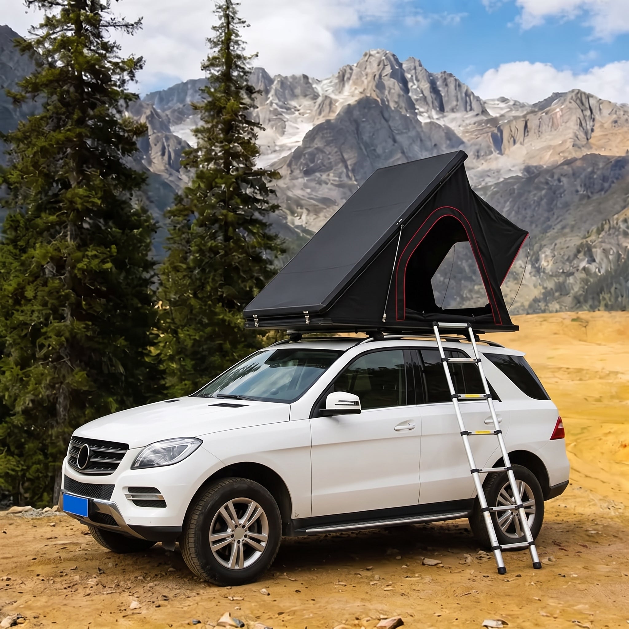 1-3 Person Car Rooftop Tent Triangle Light Shell Camping Outdoor