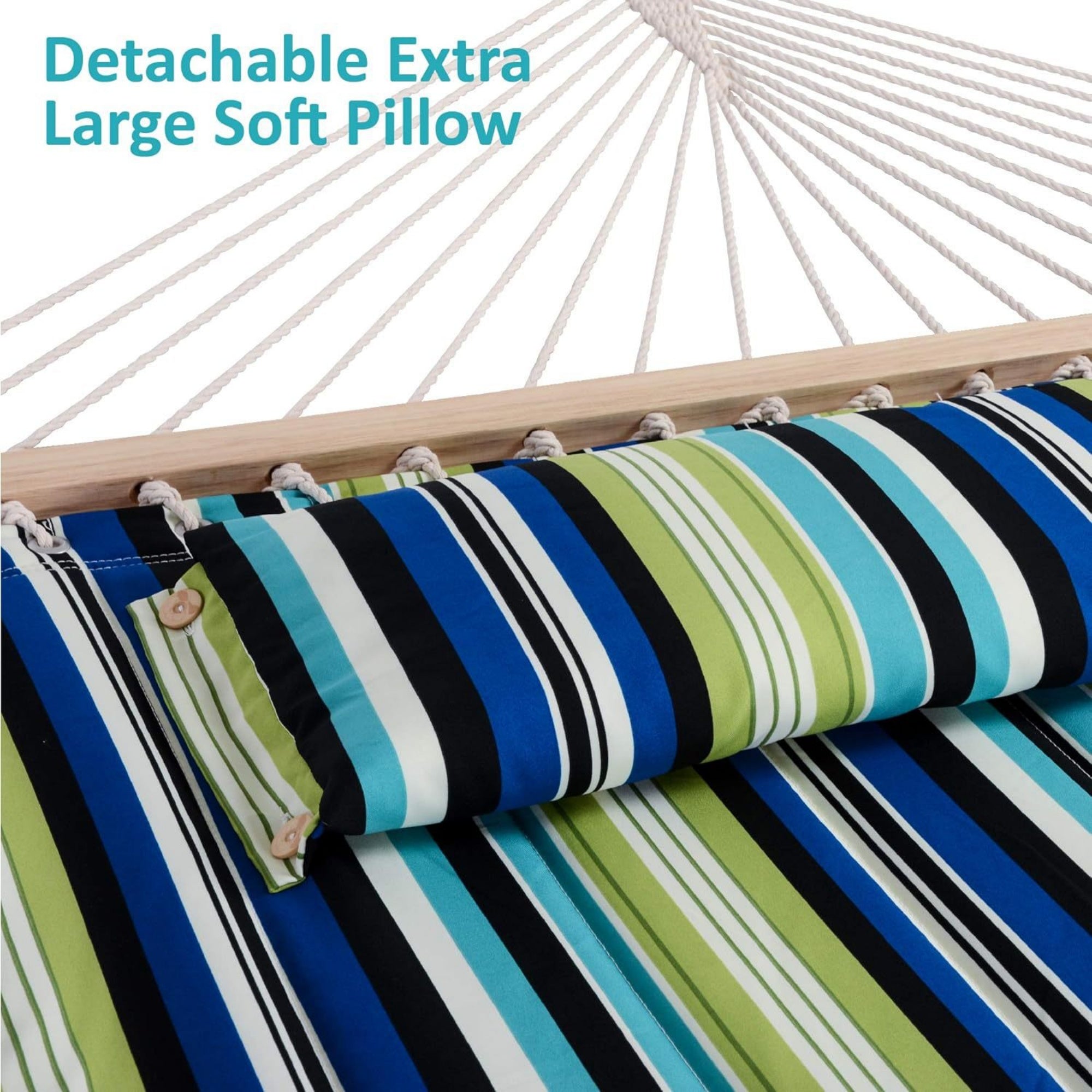 Boho Macrame Hammock with Wooden Spreader Bars
