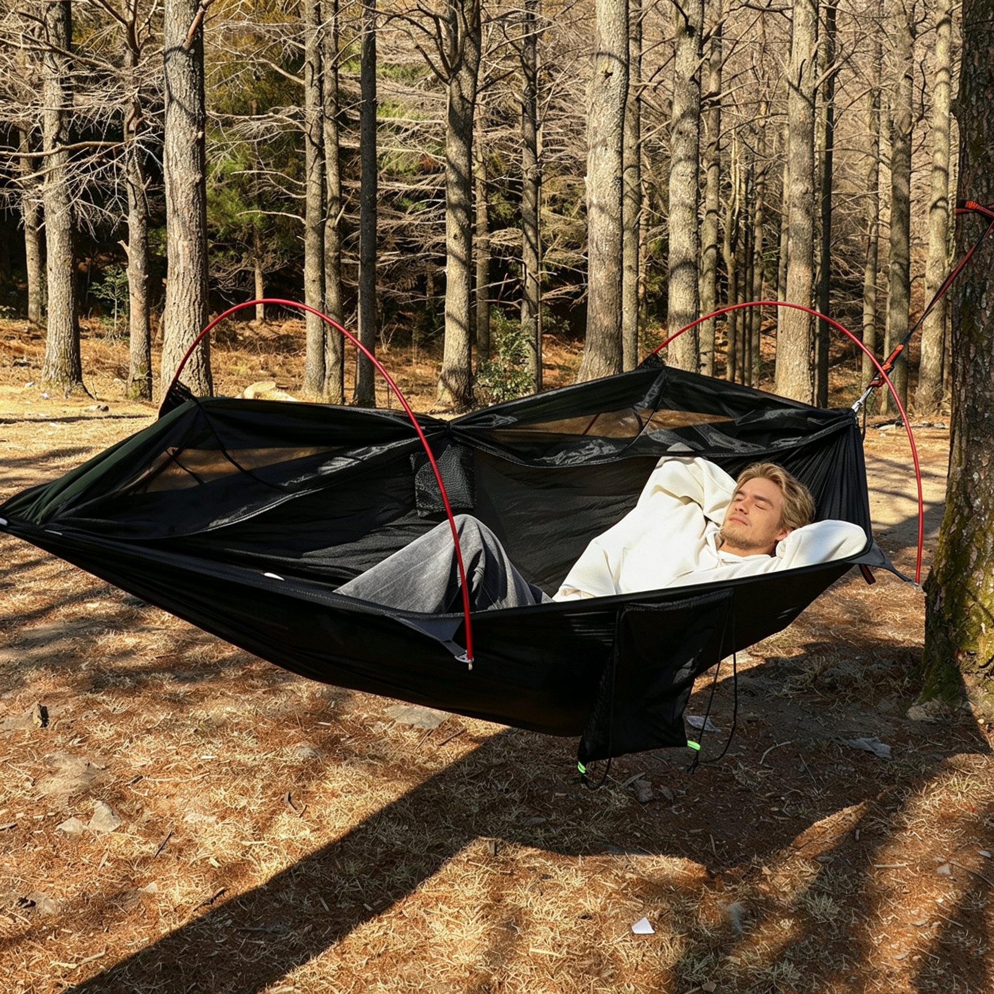 2-in-1 Camping Hammock Tent with Mosquito Net & Rainfly