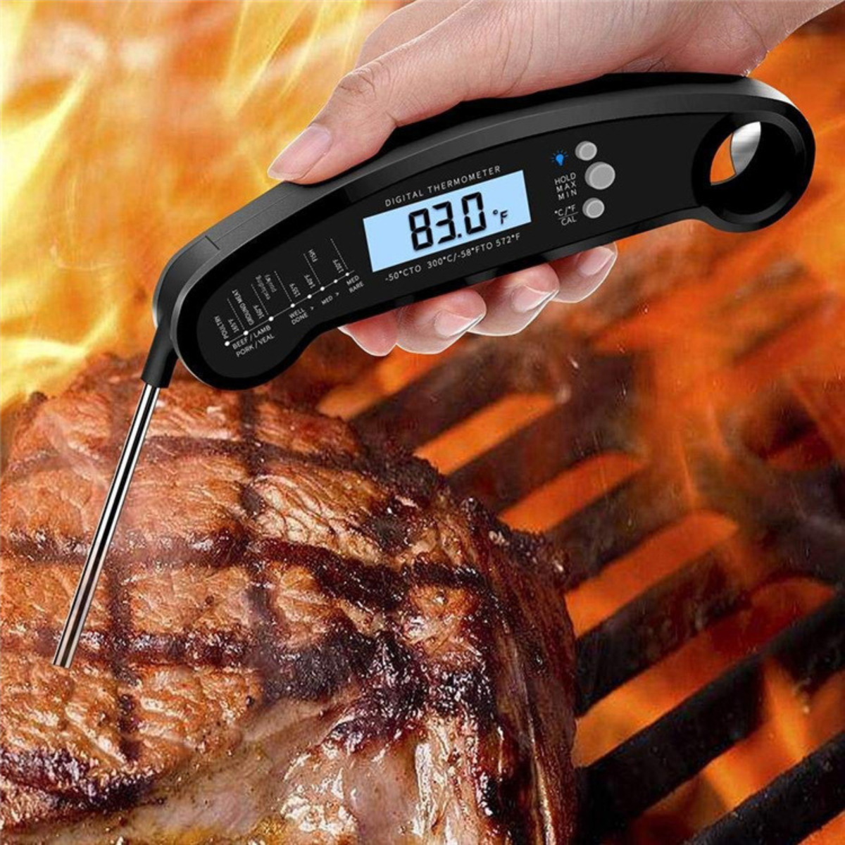Digital Instant-Read Foldable Food Thermometer, High-Precision Kitchen & BBQ Probe - T16