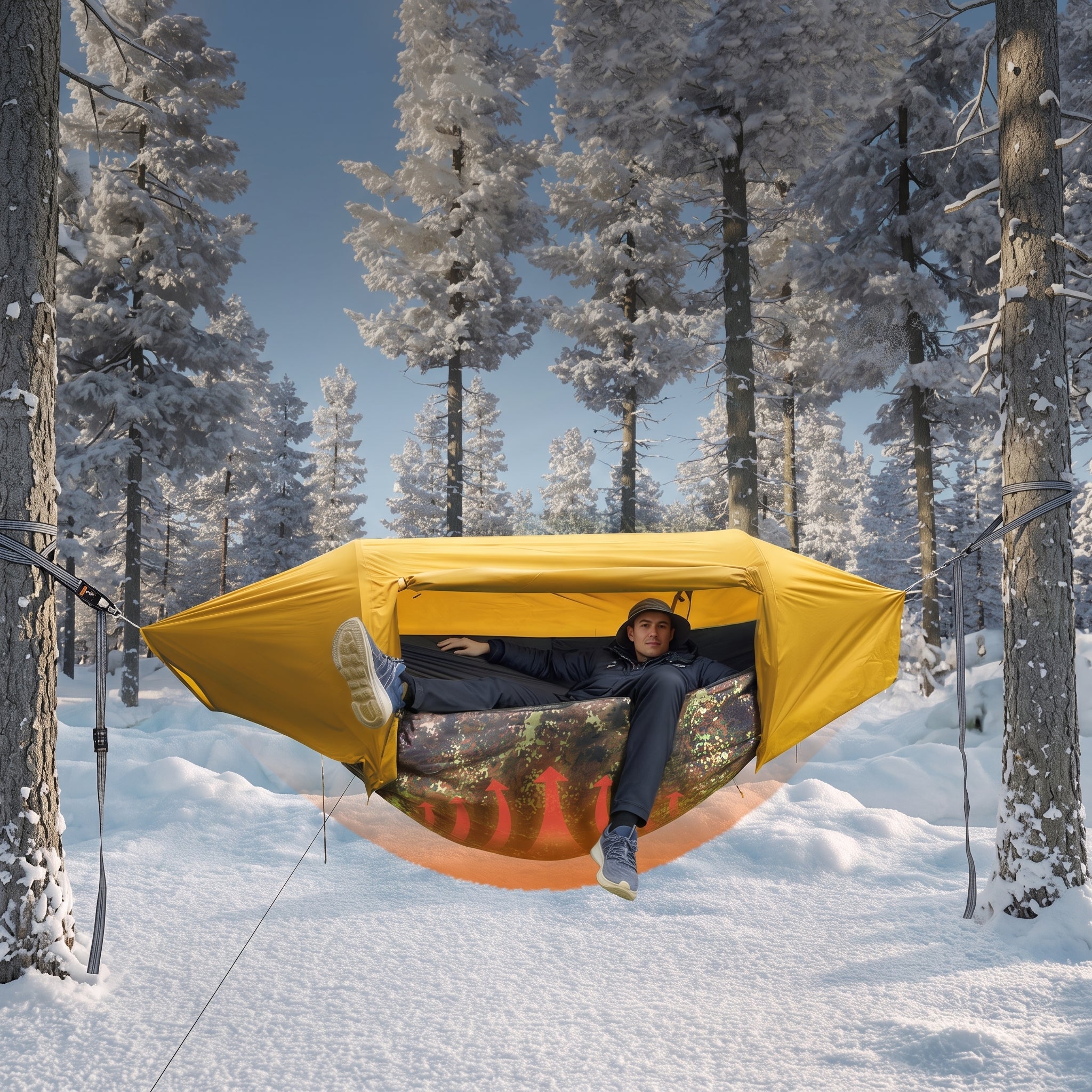 Outdoor Portable Sleeping Bag Camping Hammock With Winter Warm Quilt -H41