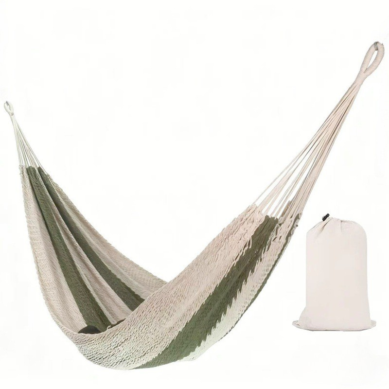 Double Cotton Hammock with Hand-Woven Design - Portable & Breathable
