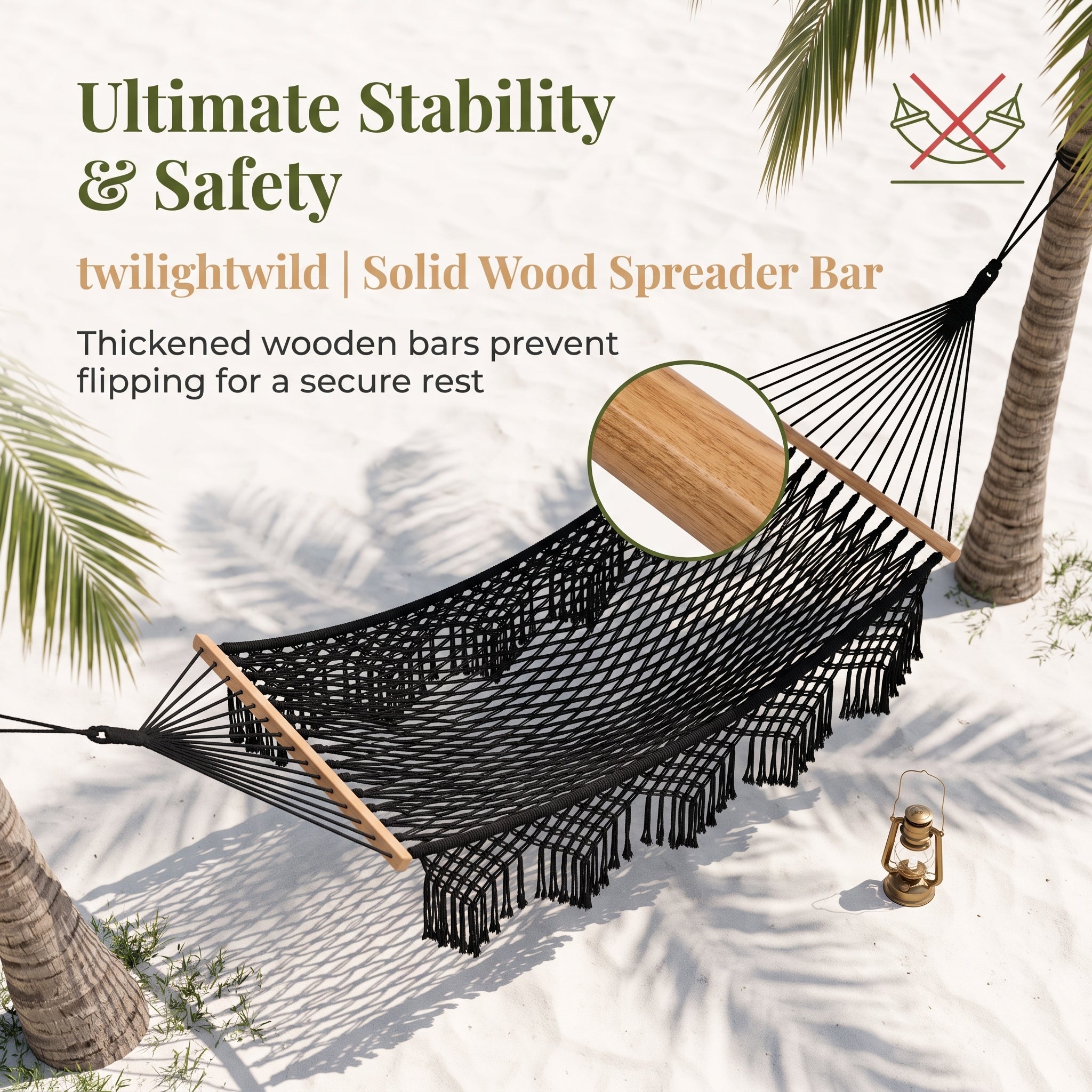 The Coastal Boho Hand-Woven Fringe Hammock – Premium Double Rope Spreader-Bar Hammock