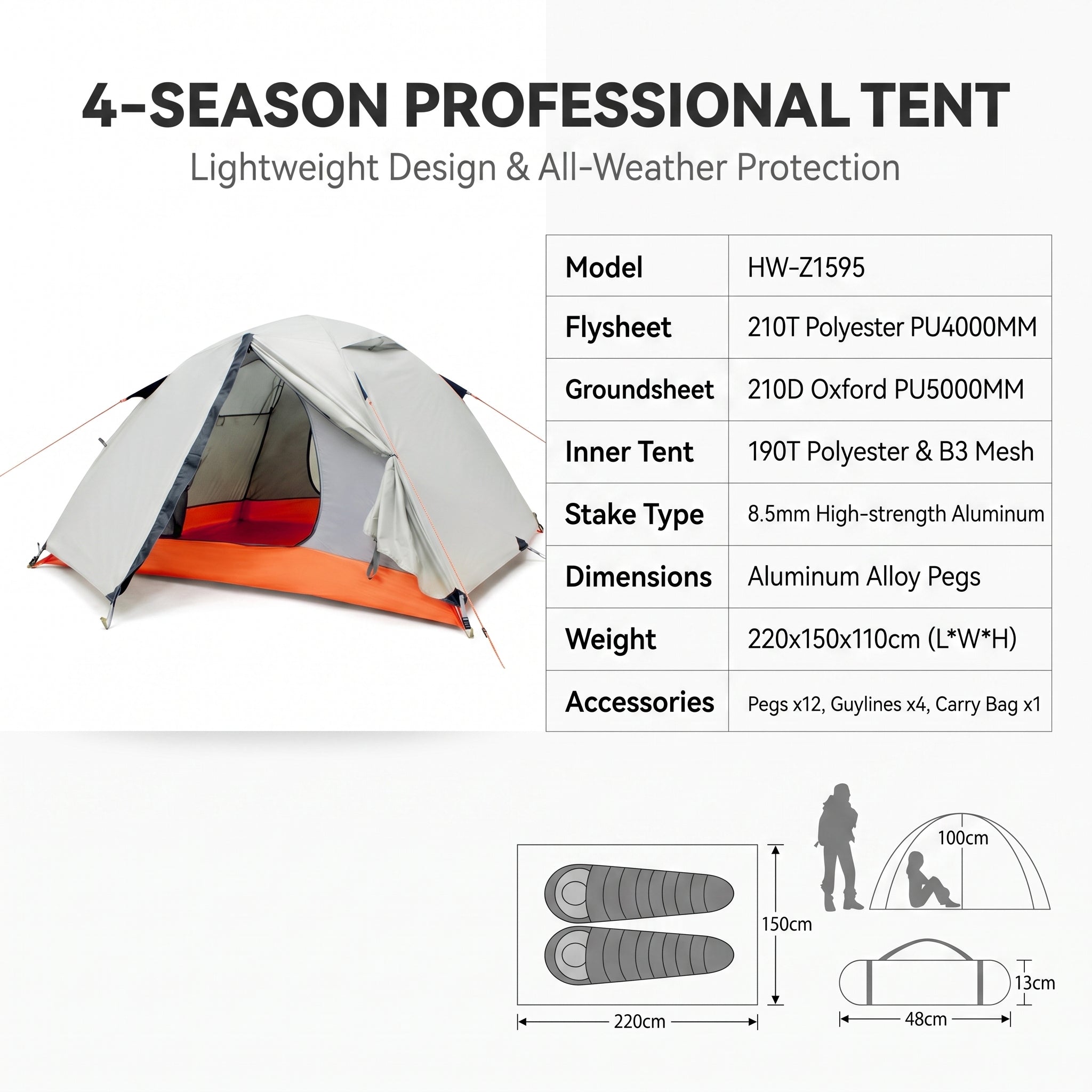 All-aluminum Pole Double-layer Professional Outdoor Camping Tent -C1