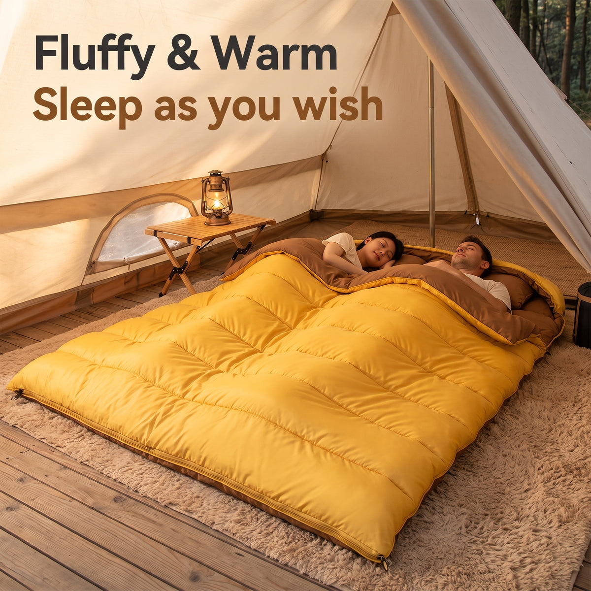 Double Sleeping Bag Detachable Camping Warm Cotton Waterproof Winter Hiking-S1