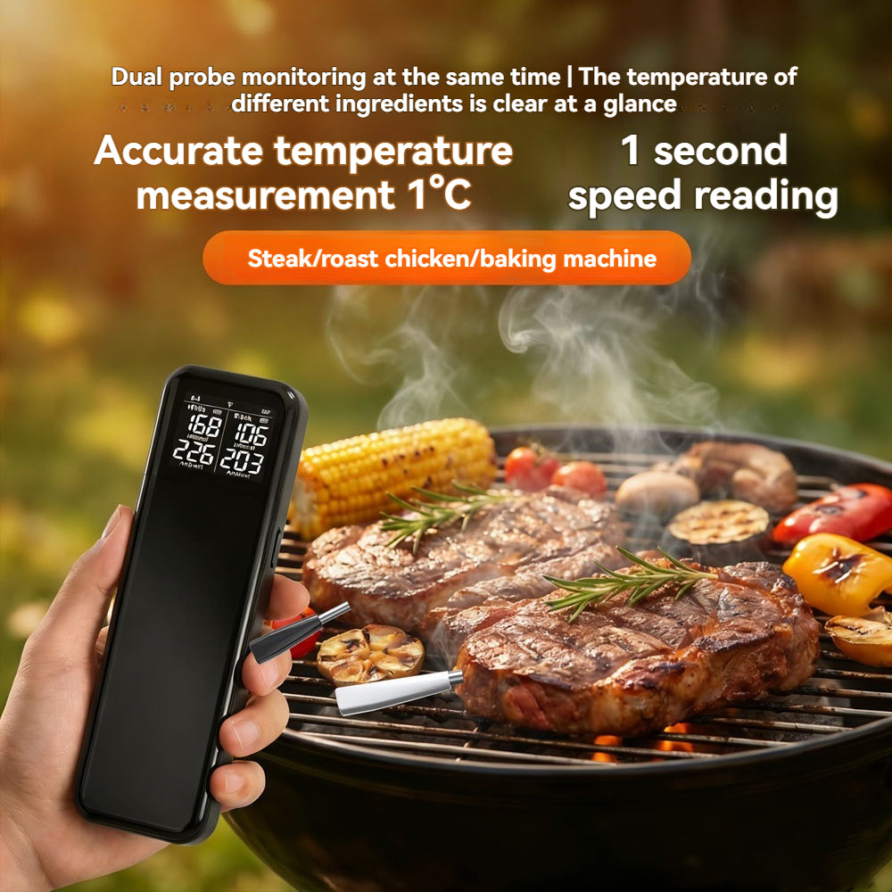 Smart Wireless Bluetooth Meat Thermometer with LCD Case for BBQ Grill-T8
