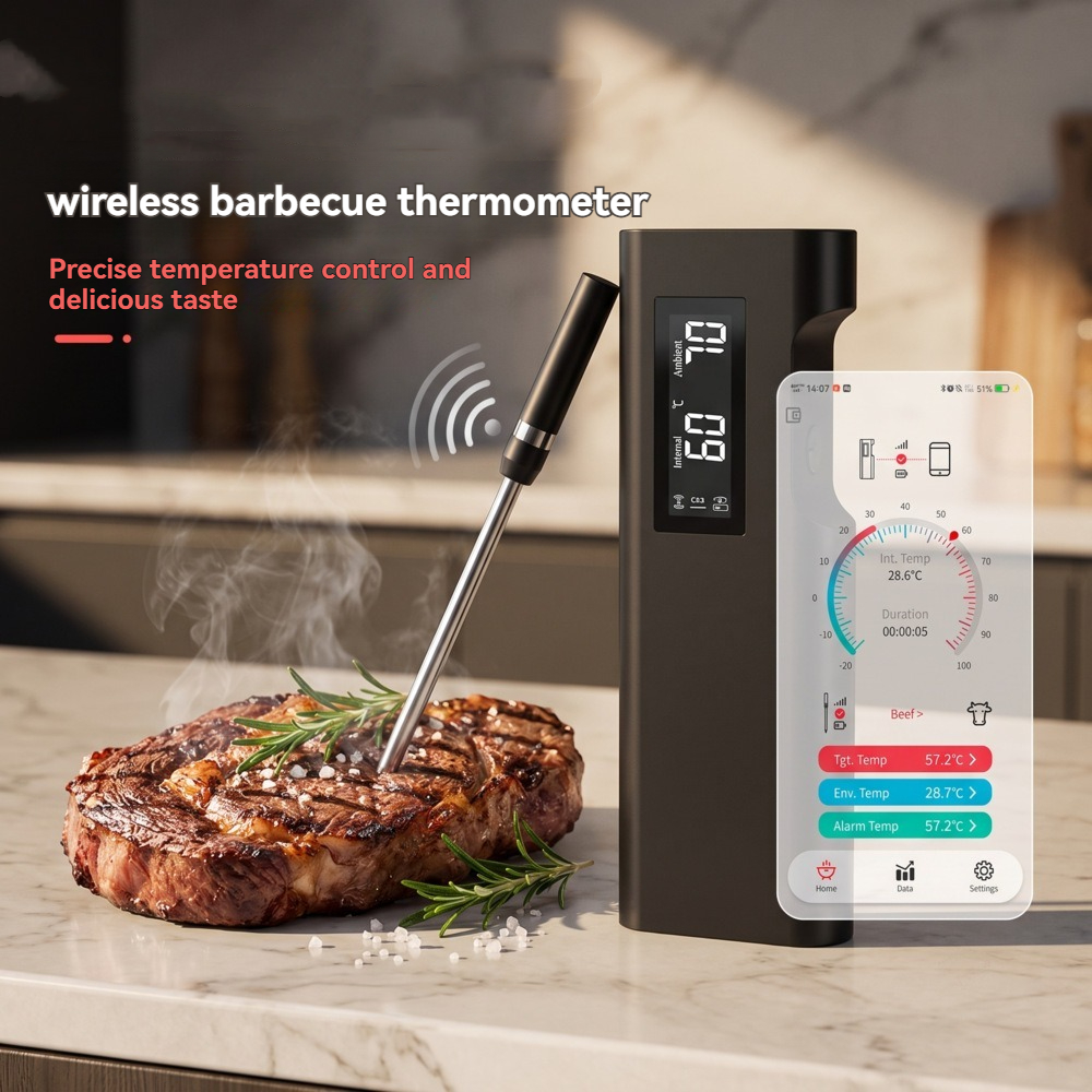 Smart Wireless Bluetooth Meat Thermometer with Display for BBQ Grill-T9