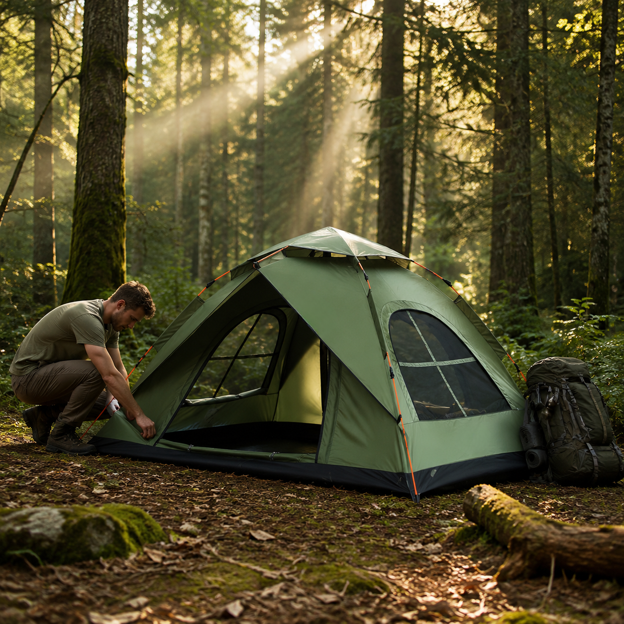 3-5 Person Instant Pop-Up Camping Tent with Large Mesh Windows