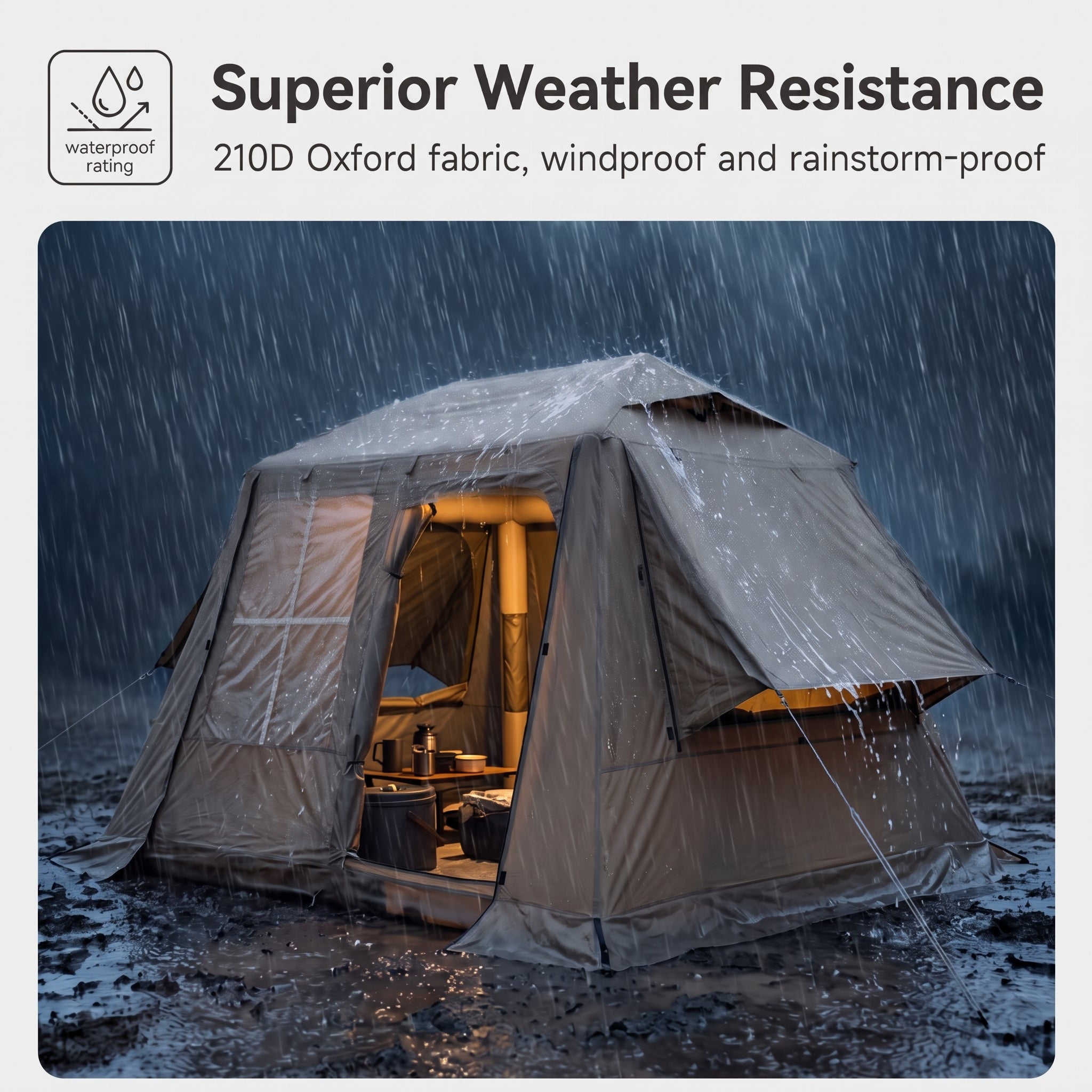 Outdoor Camping PVC Air Column Tent, Portable Windproof And Rainproof Oxford Cloth Inflatable Tent