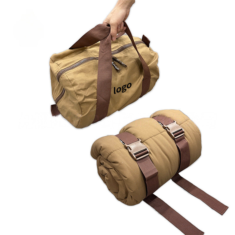 Heavy-Duty Plaid Flannel Sleeping Bag with Roll-Up Straps & Carry Bag-S9