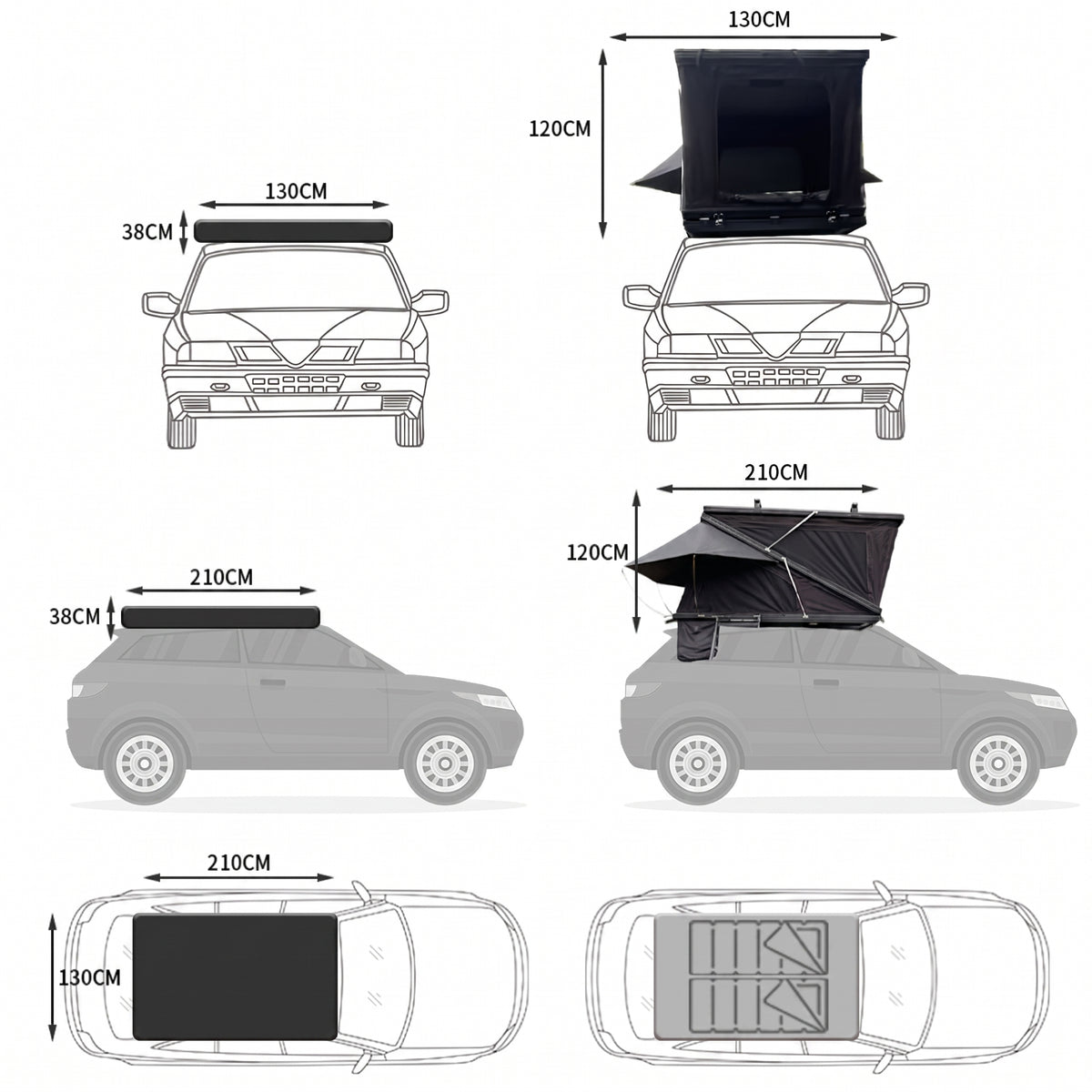 Hard-Shell Rooftop Tent Dual Hydraulic Telescopic System 3-4 Person Capacity - R1