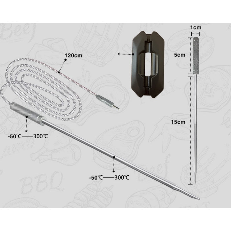 Wireless Meat Thermometer with 4 Probes for BBQ Grill & Smoker-T6