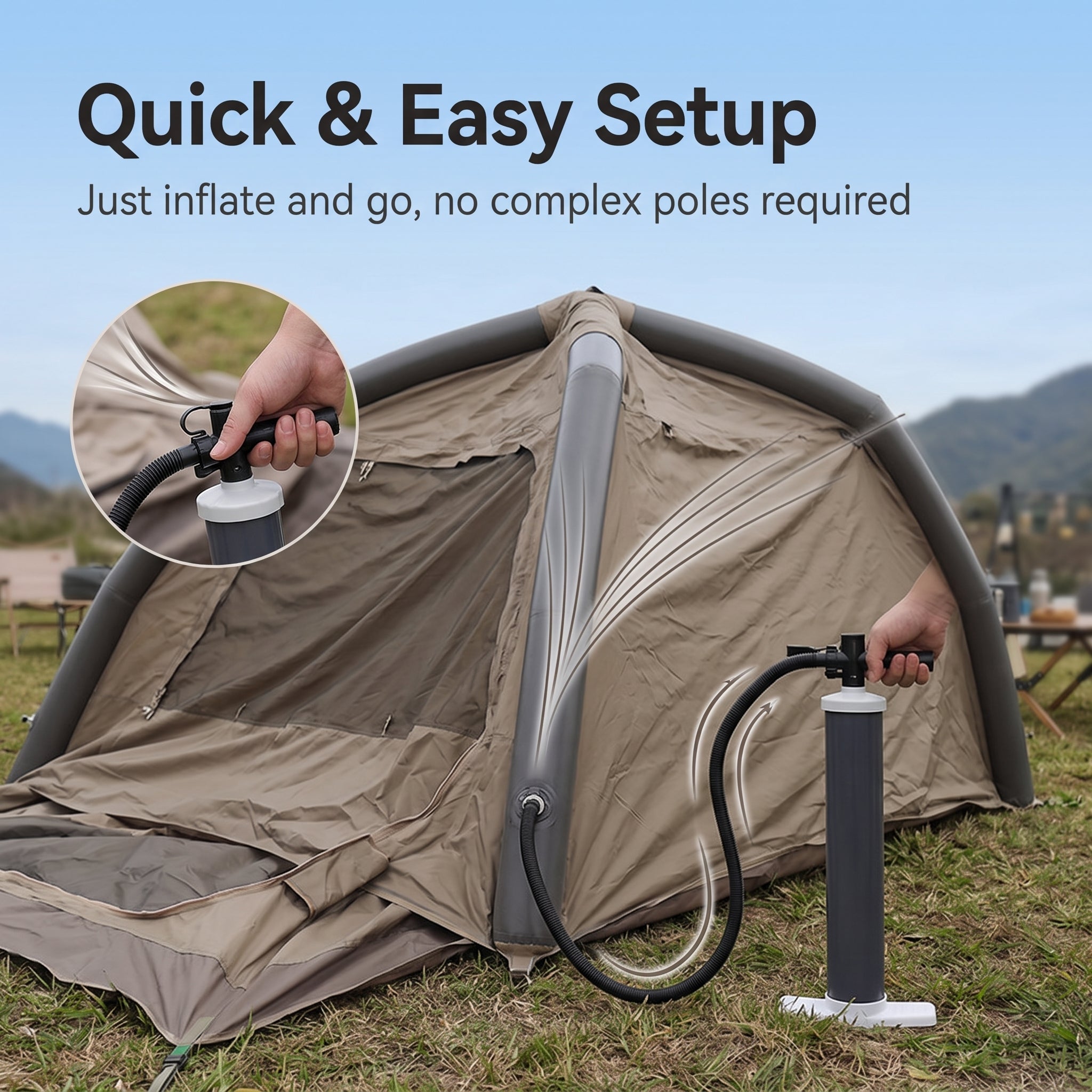 Outdoor Camping PVC Air Column Tent, Portable Windproof And Rainproof Oxford Cloth Inflatable Tent