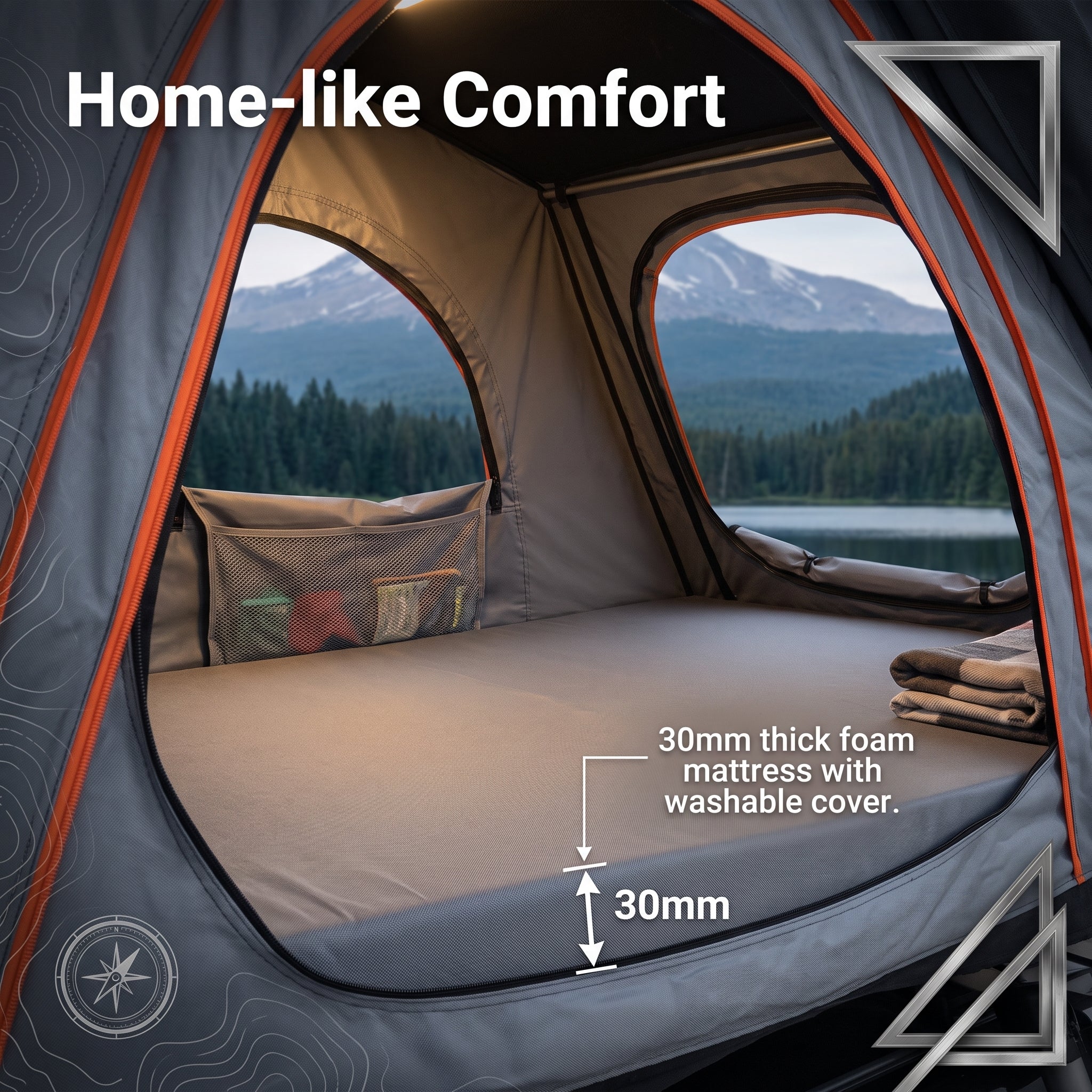 1-3 Person Car Rooftop Tent Triangle Light Shell Camping Outdoor