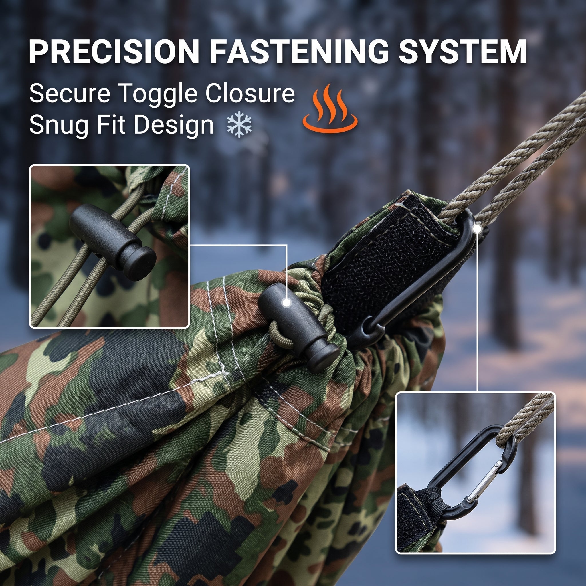 Portable Waterproof Camouflage Hammock Sleeping Bag Winter Camping Quilt with Buckle for Cold Weather