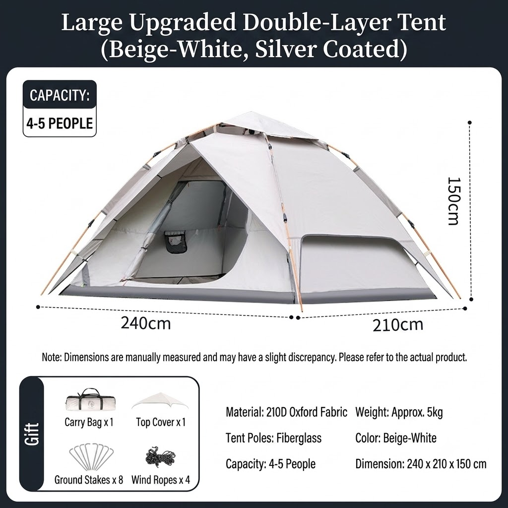 Double-layer Quick-opening Automatic Portable Camping Tent