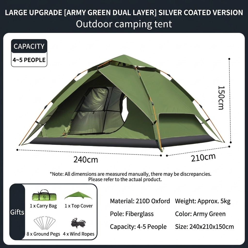 Double-layer Quick-opening Automatic Portable Camping Tent