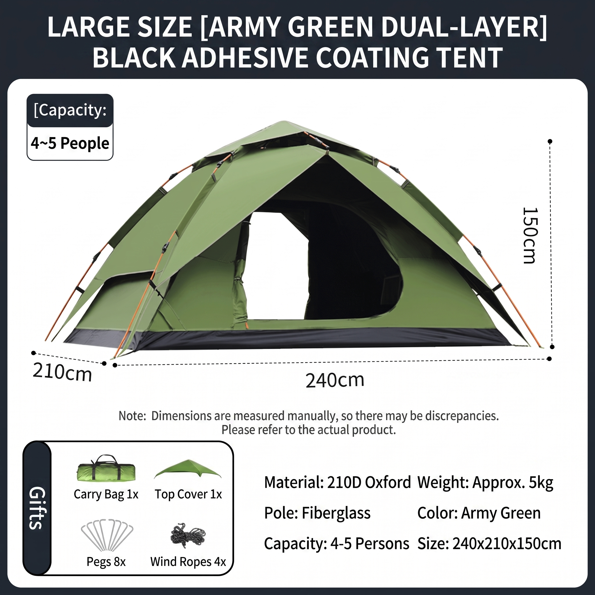 Double-layer Quick-opening Automatic Portable Camping Tent
