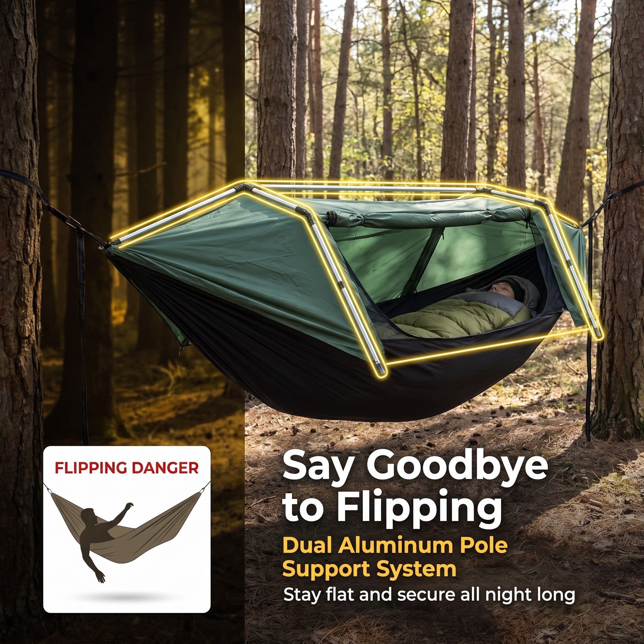 Ultralight Camping Hammock with Integrated Mosquito Net -H26