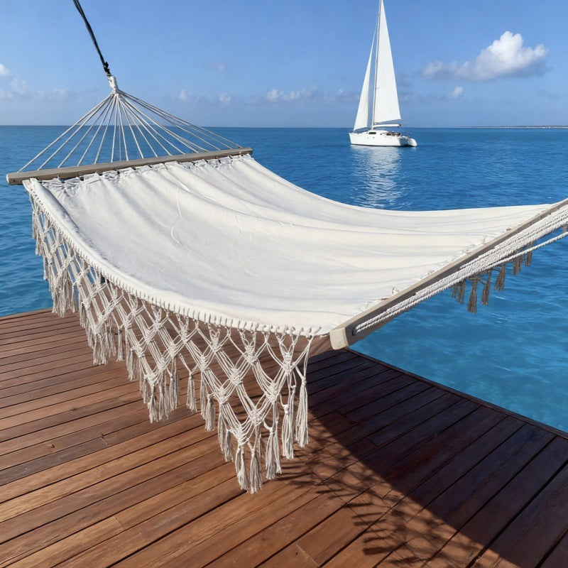 Nordic Macrame Hammock with Tassels - Extra Wide Double Hammock
