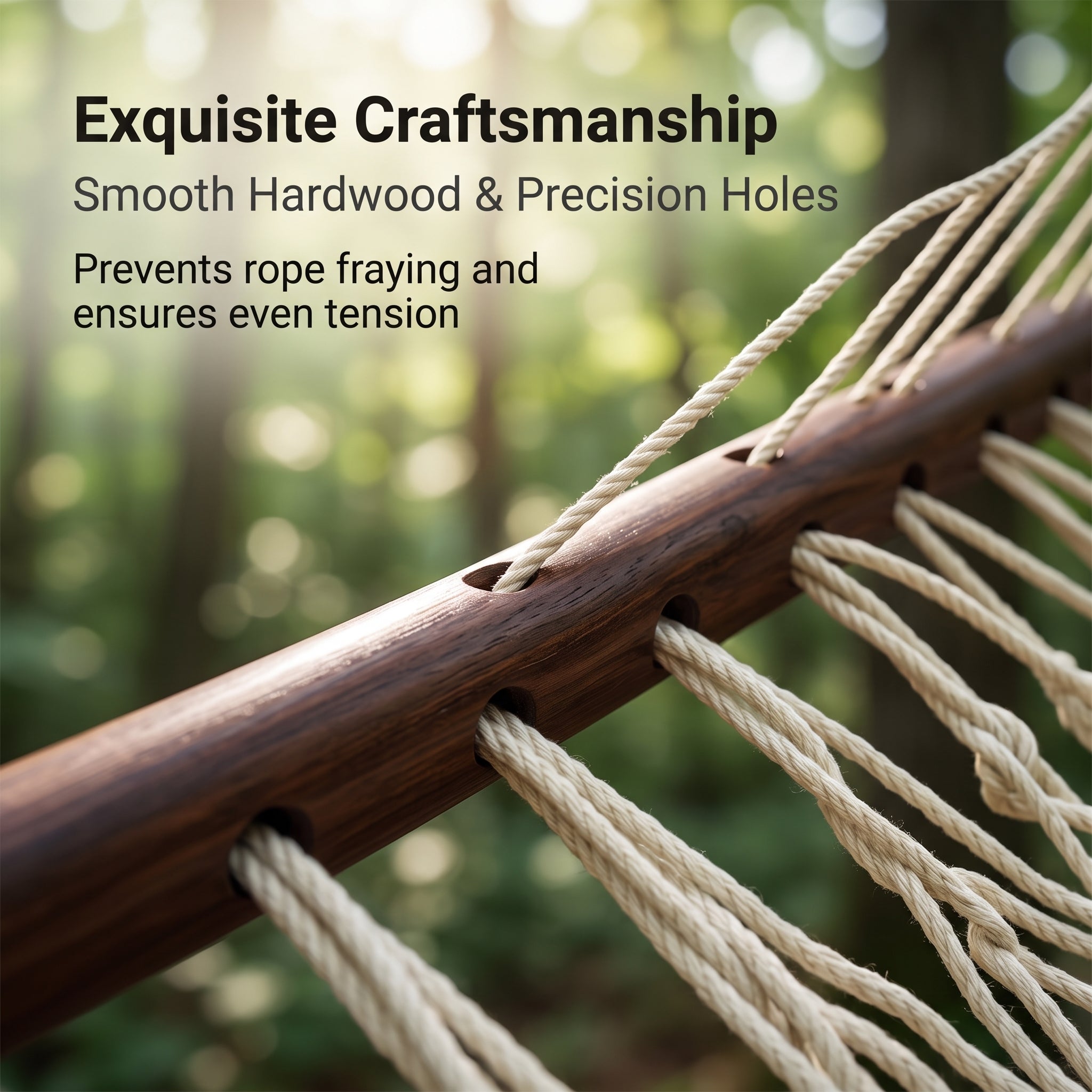 Breathable Mesh Hammock with Wooden Spreader Bars - Capacity Outdoor Hammock