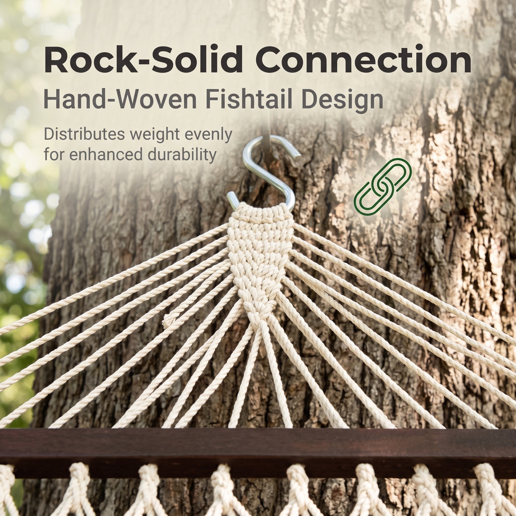 Breathable Mesh Hammock with Wooden Spreader Bars - Capacity Outdoor Hammock
