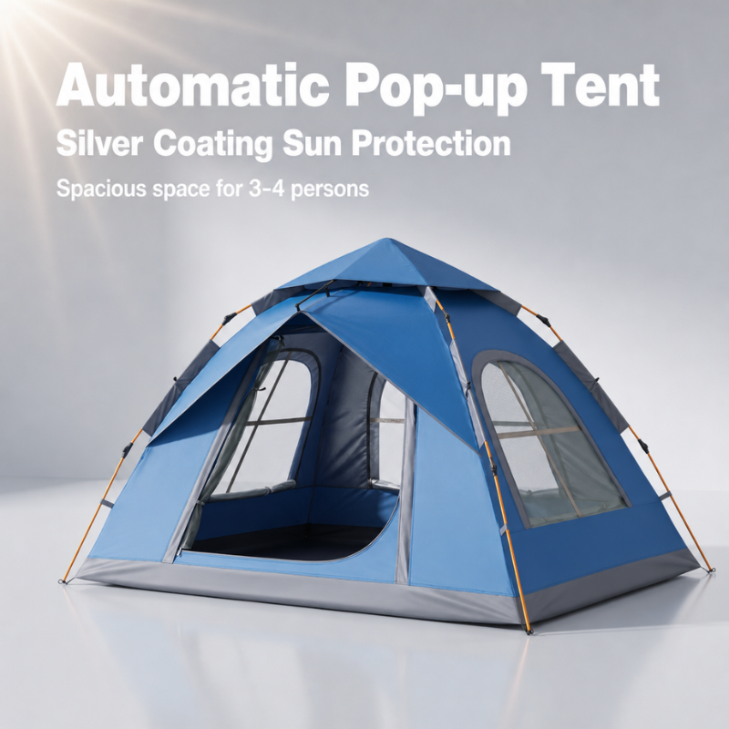 Portable & Foldable Outdoor Tent - UV Protection Silver Coating, Large Family Space