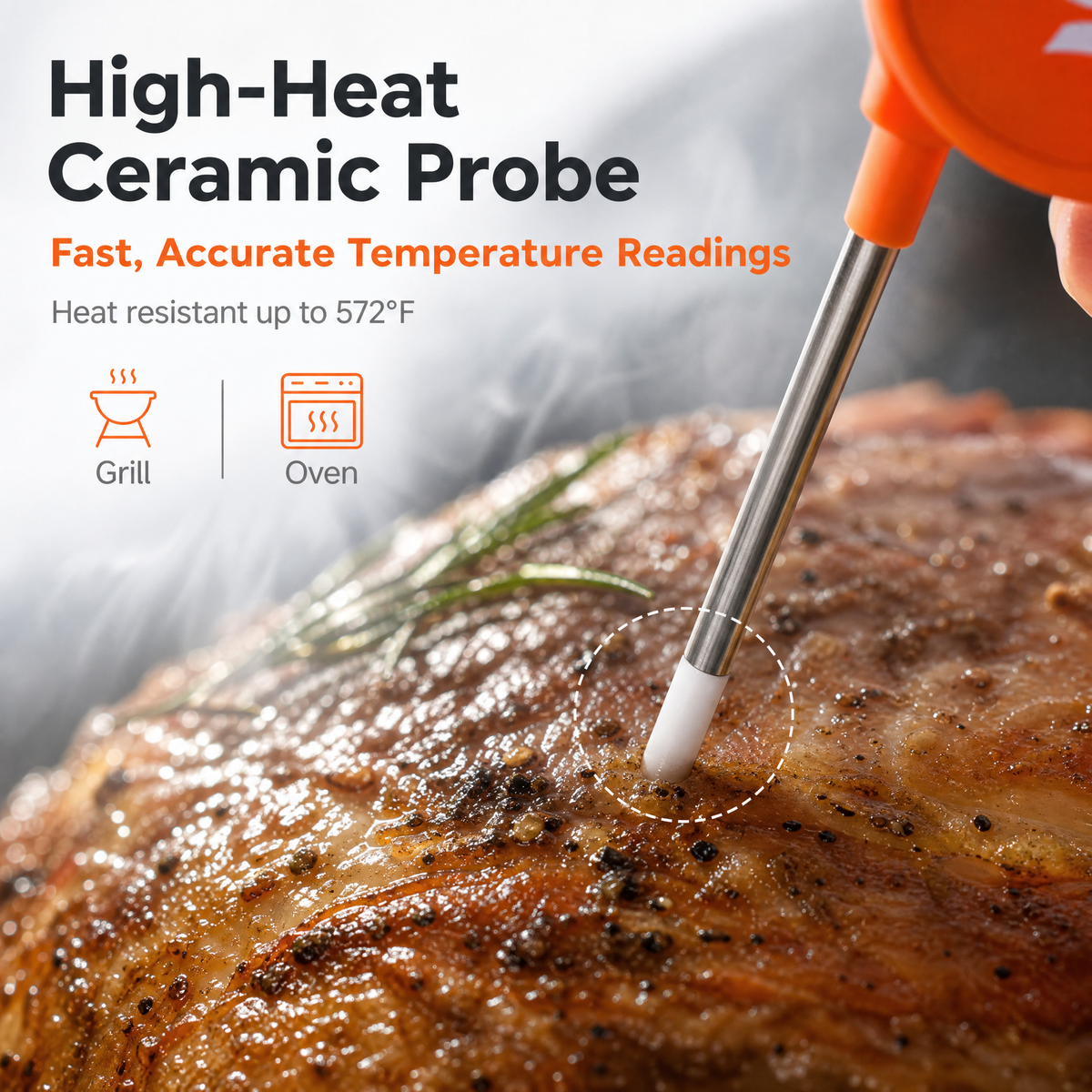 Smart Wireless Meat Thermometer with Ceramic Probe & App /T1
